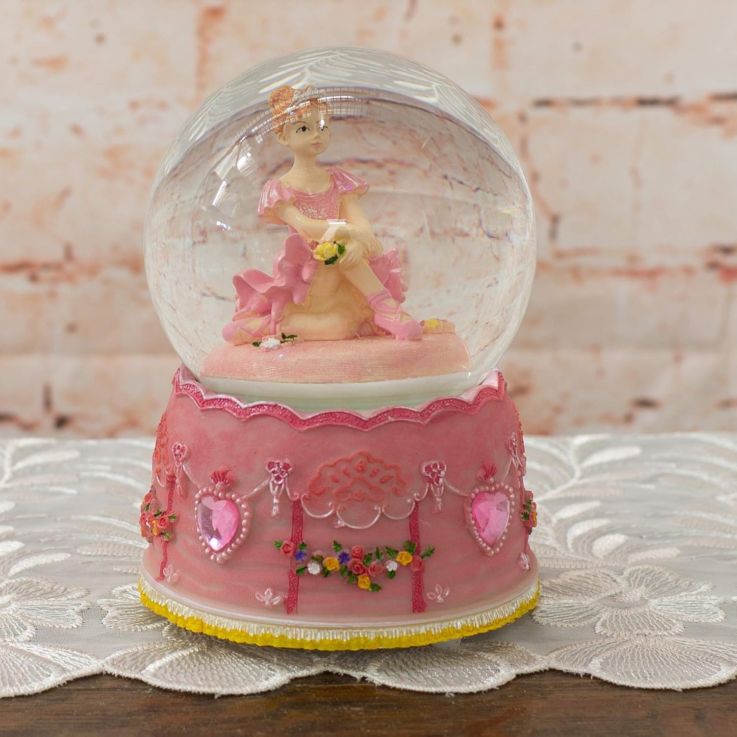Elanze Designs Ballerina Sitting Pose Rotating Figurine, 100MM Water Globe Plays Swan Lake Tune