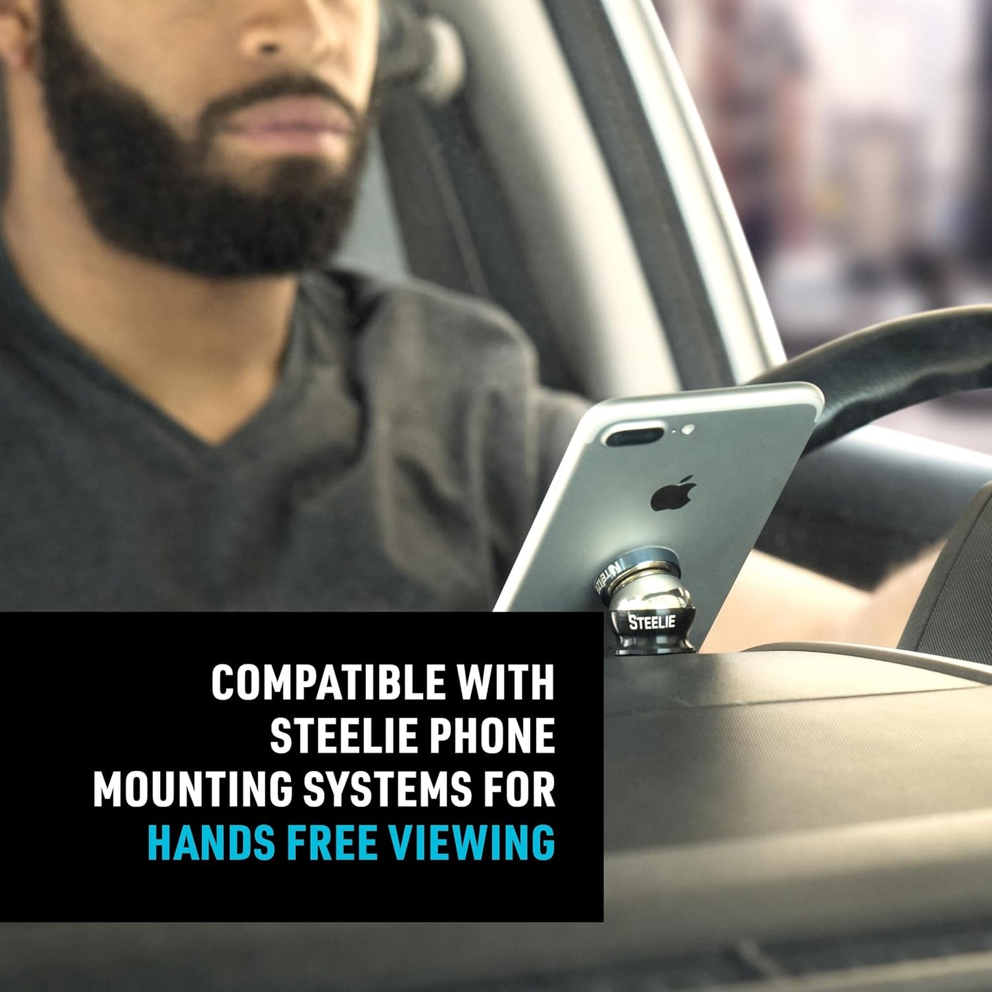 Nite Ize Steelie Magnetic Phone Socket Plus - Dashboard Phone Mount Socket with Strong Magnet - Phone Holder Accessory Compatible with Steelie Phone Mounting Systems - Grey
