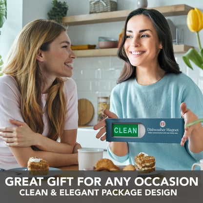 Premium Clean Dirty Dishwasher Magnet, Dirty Clean Sign for Dishwasher Easy to Read and Strong Slide for Changing Signs, Heavy Duty Magnet with Optional Stickers (Red & Green (Silver))
