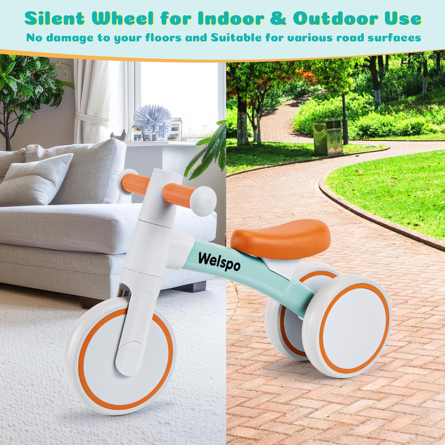 welspo Baby Balance Bikes for 1 Year Old Boys Girls 12-24 Months Kids Toddler First Bicycle Infant Walker Children No Pedal 3 Wheels Mini Bike Riding Toys