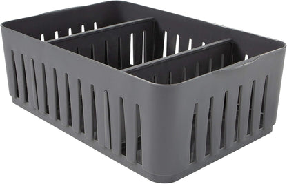 Simplify 3 Compartment Stackable Bin with Adjustable Dividers, Drawer Organizer, Storage Basket for Office, Desk