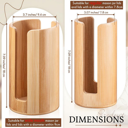 Suclain 2 Pcs Mason Jar Lid Organizer (Wide Mouth & Regular Mouth) Bamboo Vertical Mason Jar Lid Storage Accessories Tumbler Lids Holder Cup Lids Organizer for Home Kitchen Countertop Cupboard