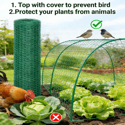 Chicken Wire Mesh Fencing16.4x0.98Ft with Zip Ties, Pliers, Stakes & Gloves - All-in-One Kit for Garden Fence, Floral Arrangements & Craft Projects