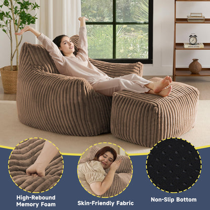 Oversized Bean Bag Chair for Living Room Furniture Bean Bag Chairs for Adults- Small Couch & Lounge Accent Chair for Living Room Chairs or Bedroom
