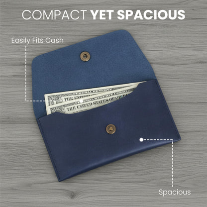 TheAntiq Leather Currency Pouch Money Bag Dollar Bills Organiser Handmade Travel Wallet Utility Money Pouch Cash Envelope- Blue