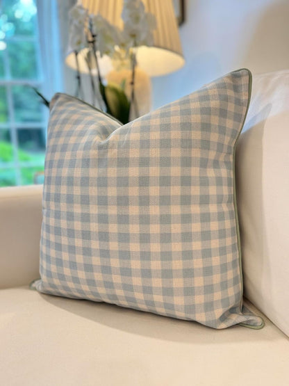 20" 20" Jillien Harbor The Charlie Decorative Pillow Cover Blue and White Accent Pillow Cover with Gingham-Inspired