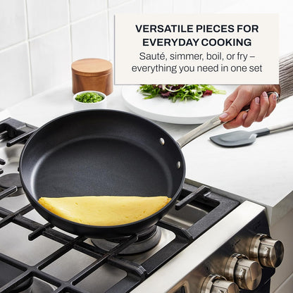 All-Clad HA1 Non-Stick Fry Pan Set - 2-Piece Induction Cookware (8 & 10 Inch) | Oven Safe to 500°F, Dishwasher Safe Black