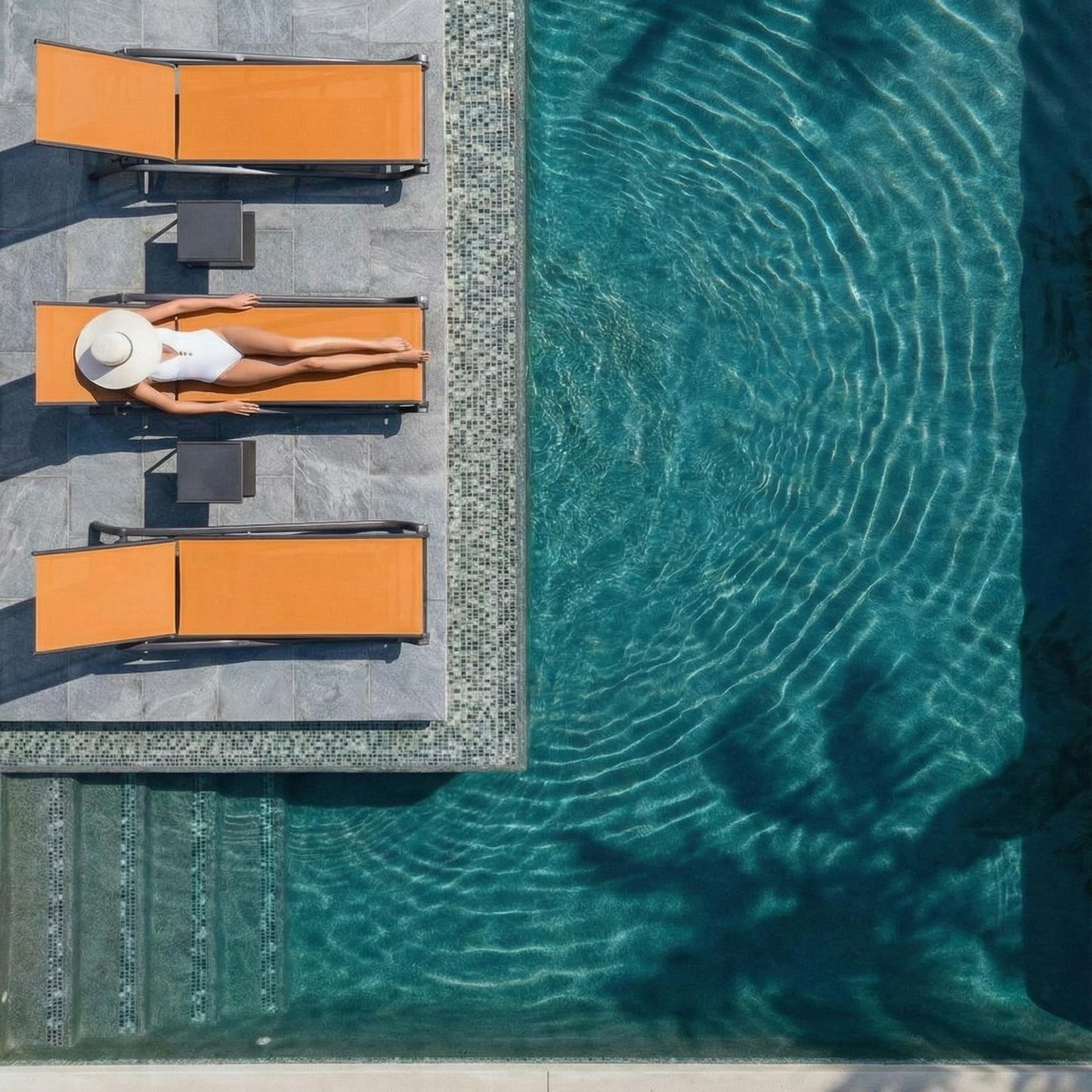 Patio Kingdom 3-Piece Patio Chaise Lounge Set with Side Table, Set of 2 Adjustable Pool Chairs and Aluminum Bistro Table, All-Weather Outdoor Furniture for Pool Deck, Patio & Tanning, Solar Orange