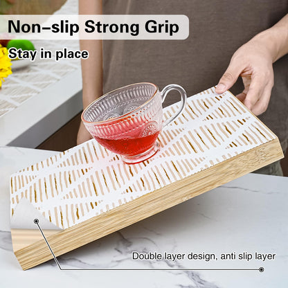 Drawer and Shelf Liner for Kitchen Cabinet,Non-Adhesive Cabinet Liner 12in x 20FT,Waterproof Shelf Paper Non-Slip Mats Cupboard Liners Contact Protect Dresser/Shelves/Table-Brown Stripes