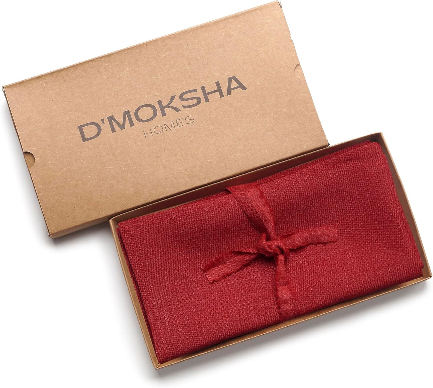 D'Moksha Homes Red Linen Napkins, 18 x 18 Inch, 100% Pure Linen Cloth Washable Dinner Napkins Set of 4