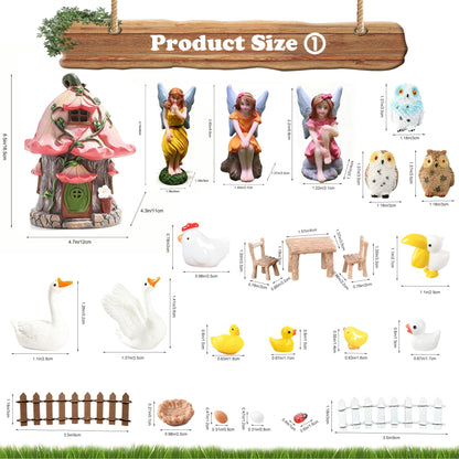 BLBYHO 220Pcs Miniatures Fairy Garden Accessories, Mini Fairy Garden Kit, Fairy Figurines House Outdoor Decor Resin, Valentines Gift for Kids