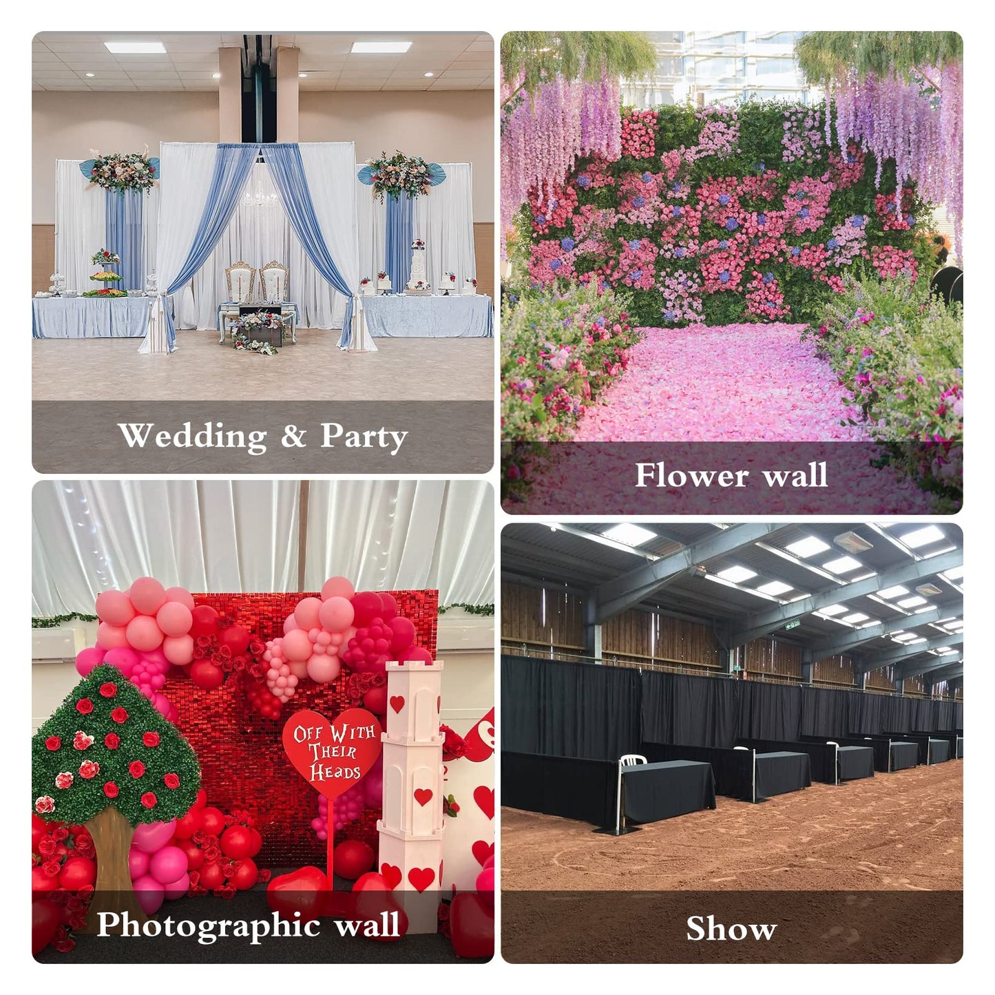 Hecis Portable Pipe and Drape Round Backdrop Stand , 6-10' Tall x 10' Wide Adjustable Round Backdrop Kit for Event， Party, Trade Shows and Wedding Decor