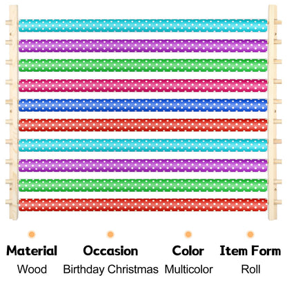 Kigley 10 Tier Ribbon Holder Organizer Rack Wood Wrapping Paper Display Rack Large Gift Wrapping Paper Storage Organizer Easy Wall Mount Wrapper Storage