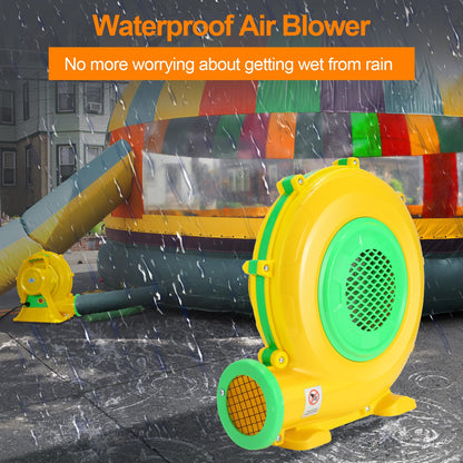 Bounce House Blower, 1100W/1.47HP Commercial Air Blower with Double-Sided Fan Blade Design, Strong Wind and Great Heat Dissipation Properties for Bouncy Castle, Jump Slides, Arch, Inflatables