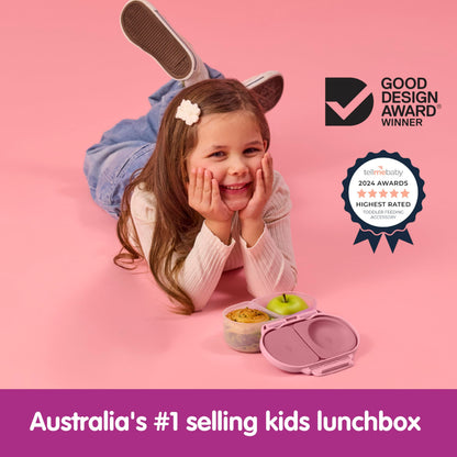 b.box Snack Box - Leakproof Mini Bento Box for Kids & Toddlers, 2 Compartment Snack Containers for Kids, Lunch Containers, Dishwasher Safe, BPA Free, PFAS Free, Ages 4m+, 1 3/4 Cup - Blush Crush