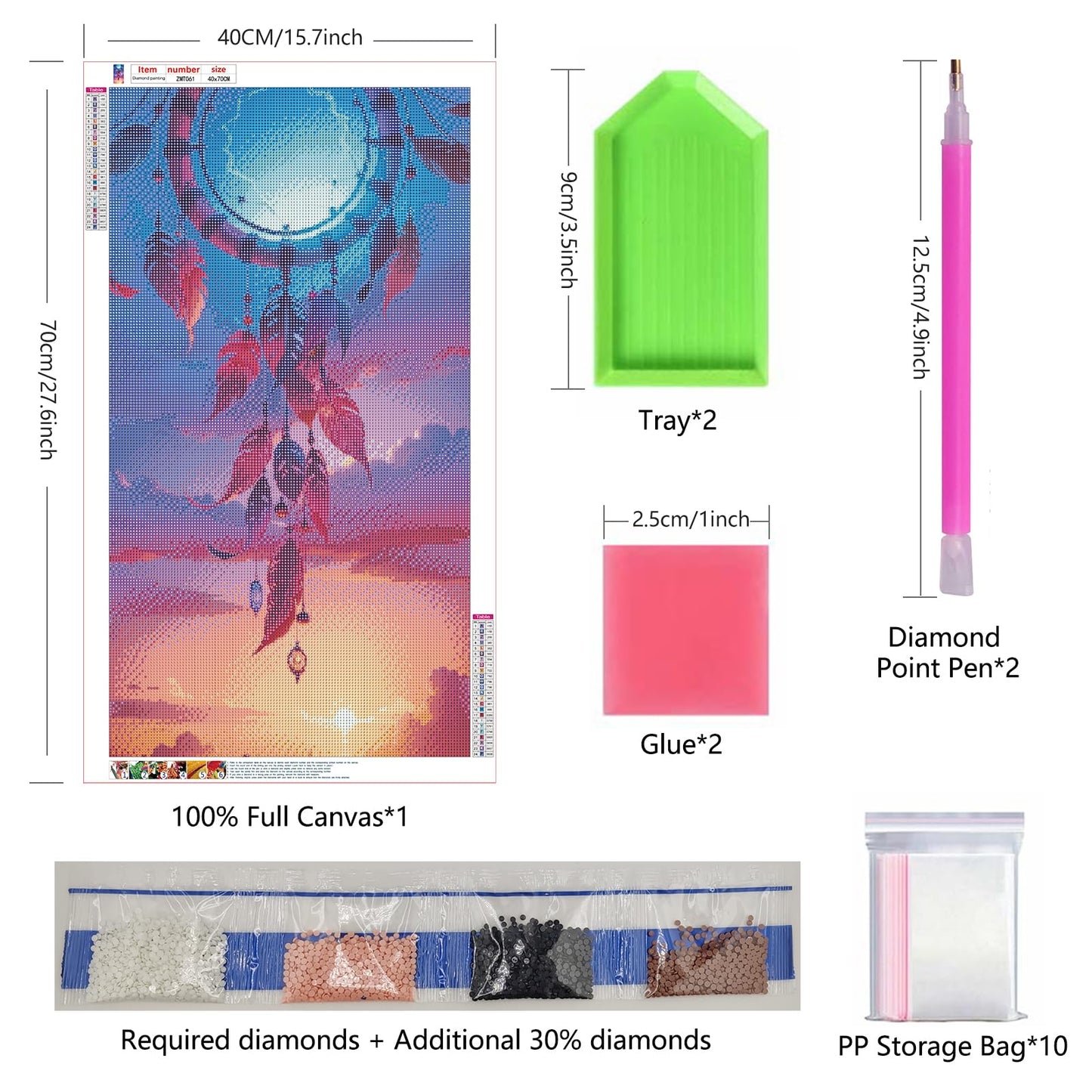 ZHUMUTO Large 5D Diamond Art Painting Kits for Adults,15.7x27.5inch Dreamcatcher A DIY Full Round Drill Diamond Dots Large Size,Big Gem Art and Crafts for Home Wall Decor Gifts