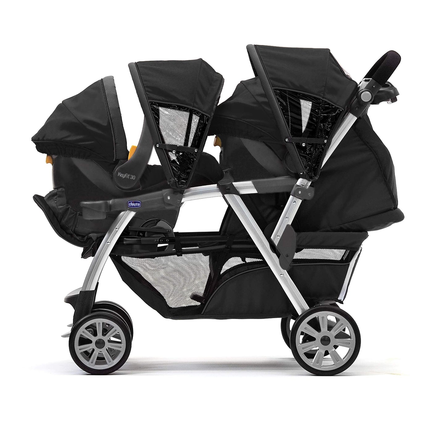 Chicco Cortina Together Double Stroller - Minerale, Black/Silver
