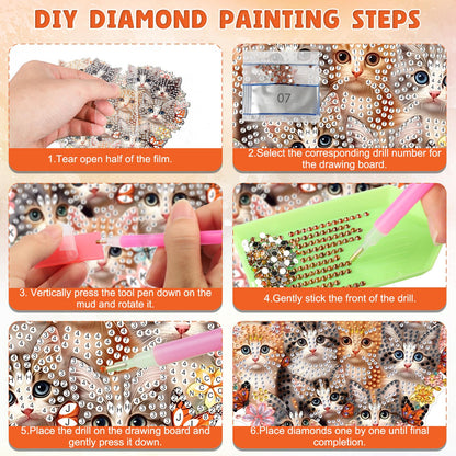 DOMROM Cat Diamond Art Hanging Kits for Adults Beginner, Special Shaped Crystal Diamond Painting Cat Pendant, DIY Diamond Art Suncatchers Animal for Home Garden Wall Decor Gift