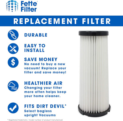 Fette Filter - Vacuum HEPA Filter Compatible with Dirt Devil F1, Pack of 6
