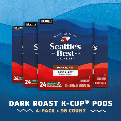 Seattle's Best Coffee K-Cup Pods Post Alley Dark Roast, 4 Boxes 96 Pods