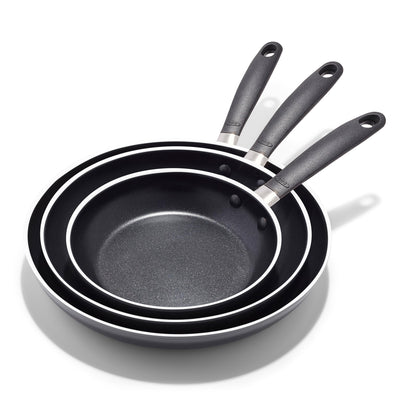 OXO 3-Piece Nonstick Frying Pan Set (8", 10", 12"), PFAS-Free Ceramic Skillets, Dishwasher & Oven Safe, Stay-Cool Silicone Handle