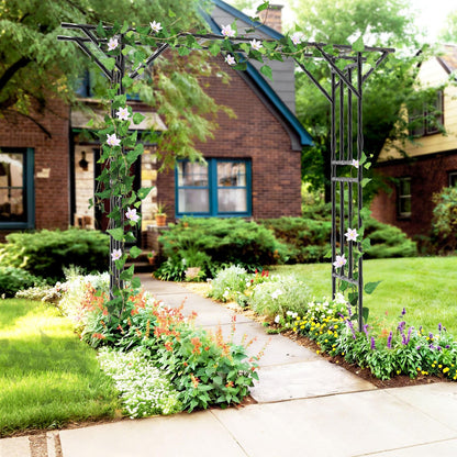 Trellume Garden Arch Trellis - 106.3" L×106.3" H Extra Large Flat Top Arbor Trellis with Coated Steel Pipe, Trellis for Climbing Plants Outdoor, Heavy Duty Abor Archway for Wedding Decor(25MM Pipe)