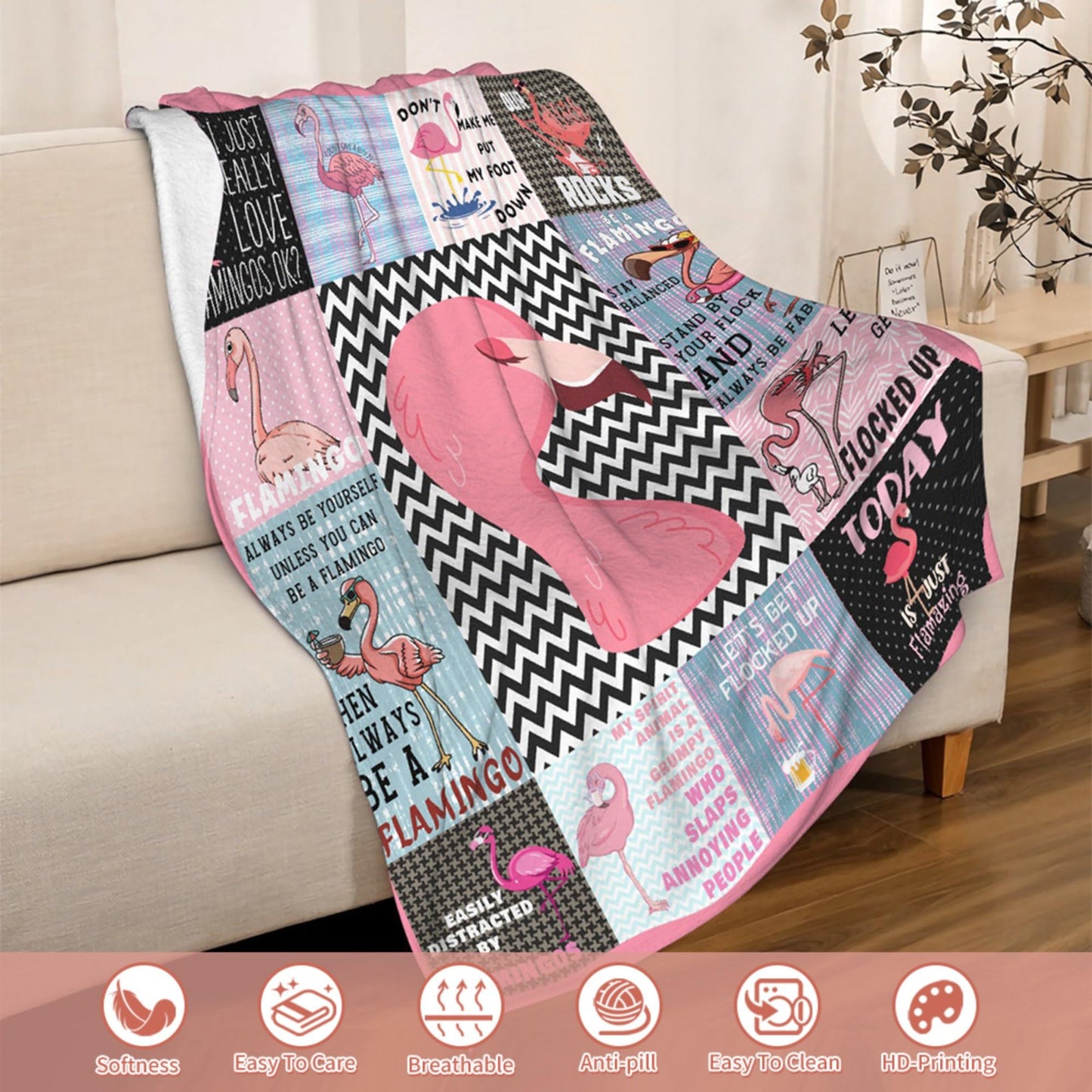 Flamingo Blanket,Pink Flamingo Gifts for Kids Girls Women,Flamingos Lovers,Soft Flannel Flamingoes Throw Blankets for Girls Bedroom Decoraiton,Pink,50 in x 40 in Small for Kid