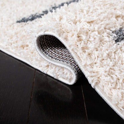 SAFAVIEH Venus Shag Collection Area Rug - 10' x 14', Ivory & Dark Grey, Stripe Design, Non-Shedding & Easy Care, 1.8-inch Thick Ideal for High Traffic Areas in Living Room, Bedroom (VNS604B)