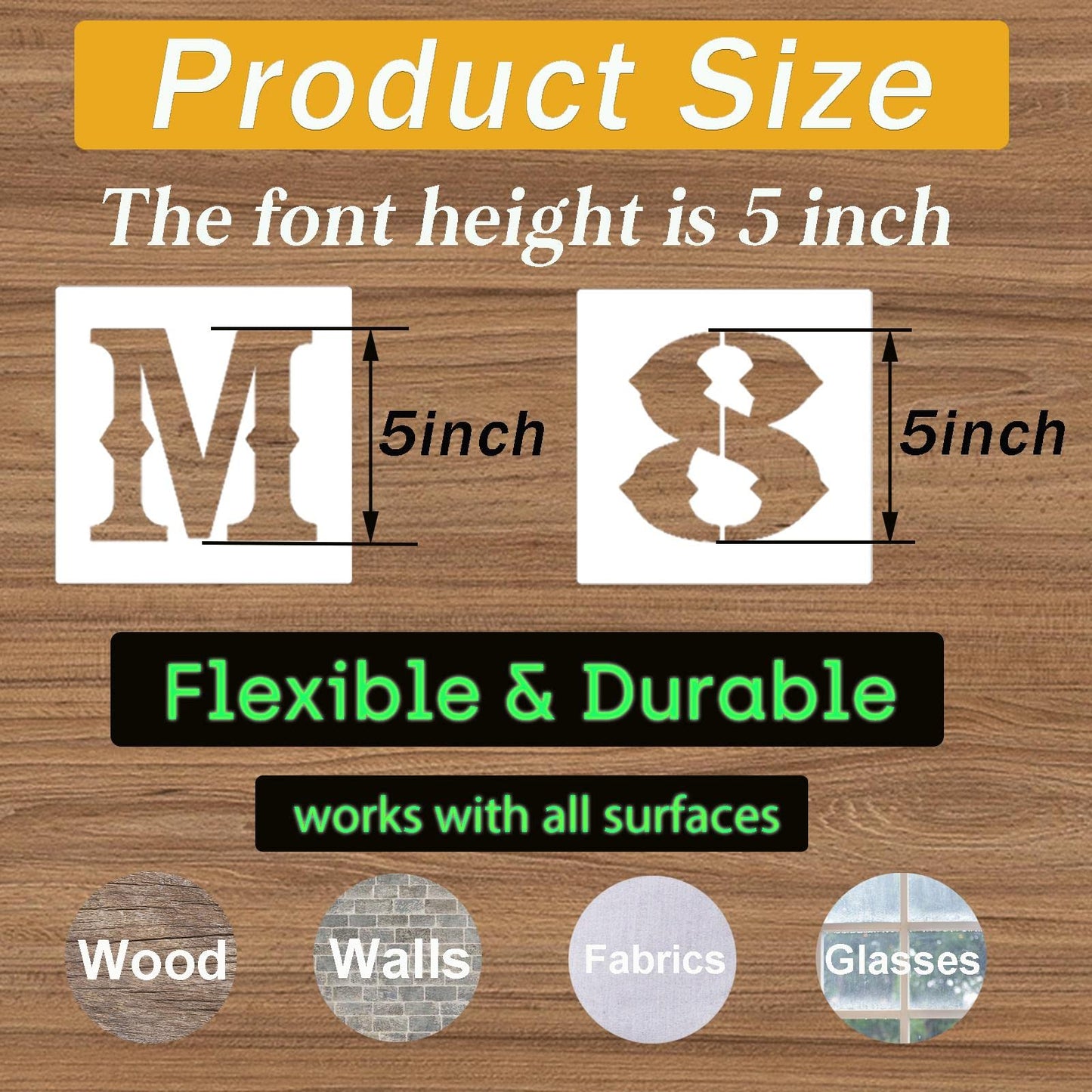 DZXCYZ 5 Inch Letter Stencils and Numbers, 38 Pcs Alphabet DIY Craft Stencils, Reusable Plastic Drawing Templates for Painting on Wood, Wall, Fabric, Rock, Floor, Signage, Door Porch