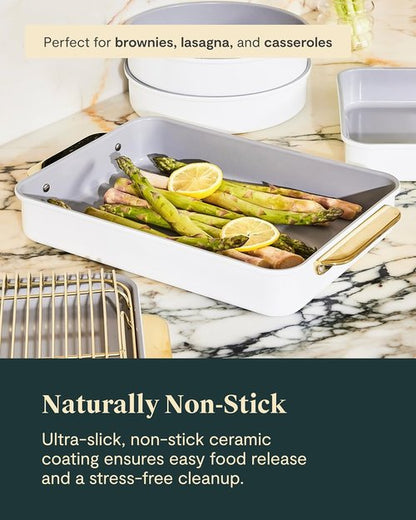 Caraway Nonstick Baking Pan Set - 2x 9" x 6.5" & 1x 9" x 13" - Non-Toxic, PTFE & PFOA Free - Deep Ceramic for Casseroles & Lasagna - Sage