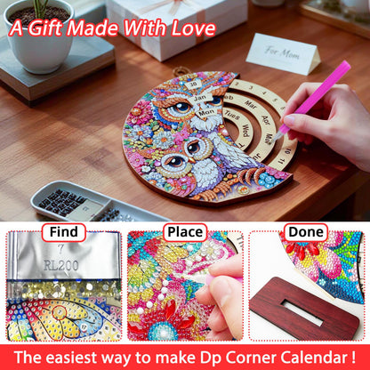 CharySim Diamond Art Calendar Kits for Adults Diamond Gem Art Kit Paint By Dots Kits Rhinestone Craft Kit for Women Relaxing Night Craft DIY Bedazzling Art Desktop Stand