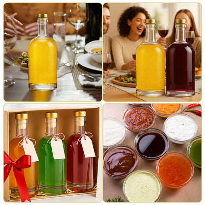 TBWIND 25 oz Clear Glass Bottles with Cork, 4 Pack Clear 750ml Liquor Bottles, Thick Heavy Base Airtight Wine Bottles for Beverages, Liquor, Whiskey, Oil, Vinegar, Wedding Favors & Crafts