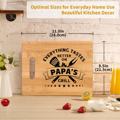 Best Papa Birthday Gifts - Unique Bamboo Cutting Board Gift for Papa Grandpa - Cool Christmas Fathers Day Gift for Papa