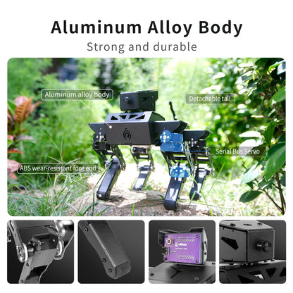 XiaoR Geek Smart Robot Dog Kit, 12 DOF Programmable Bionic Metal Learning Kit, Open Source ESP32 Educational Project for Adults, Wireless App Control(Basic Kit)