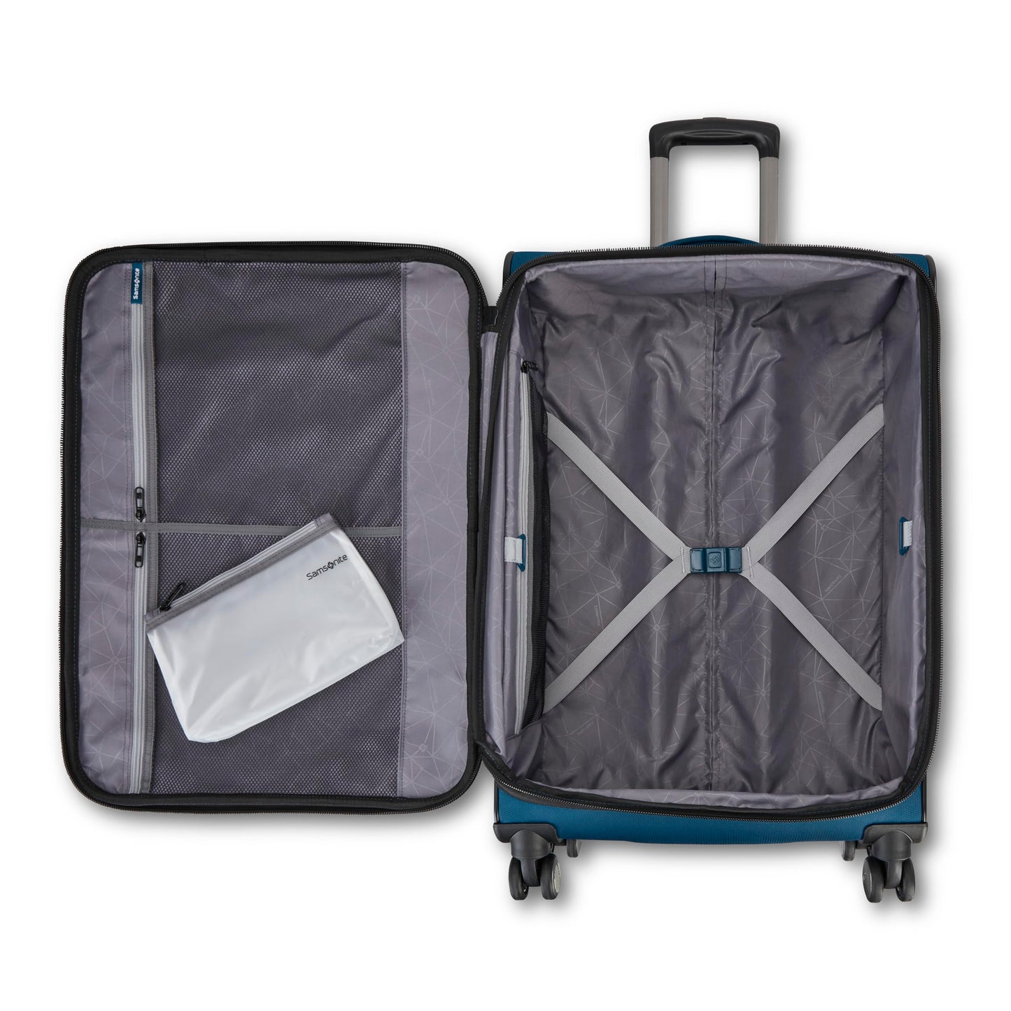 Samsonite Ascella 4 Large Checked Suitcase - Cerulean Blue