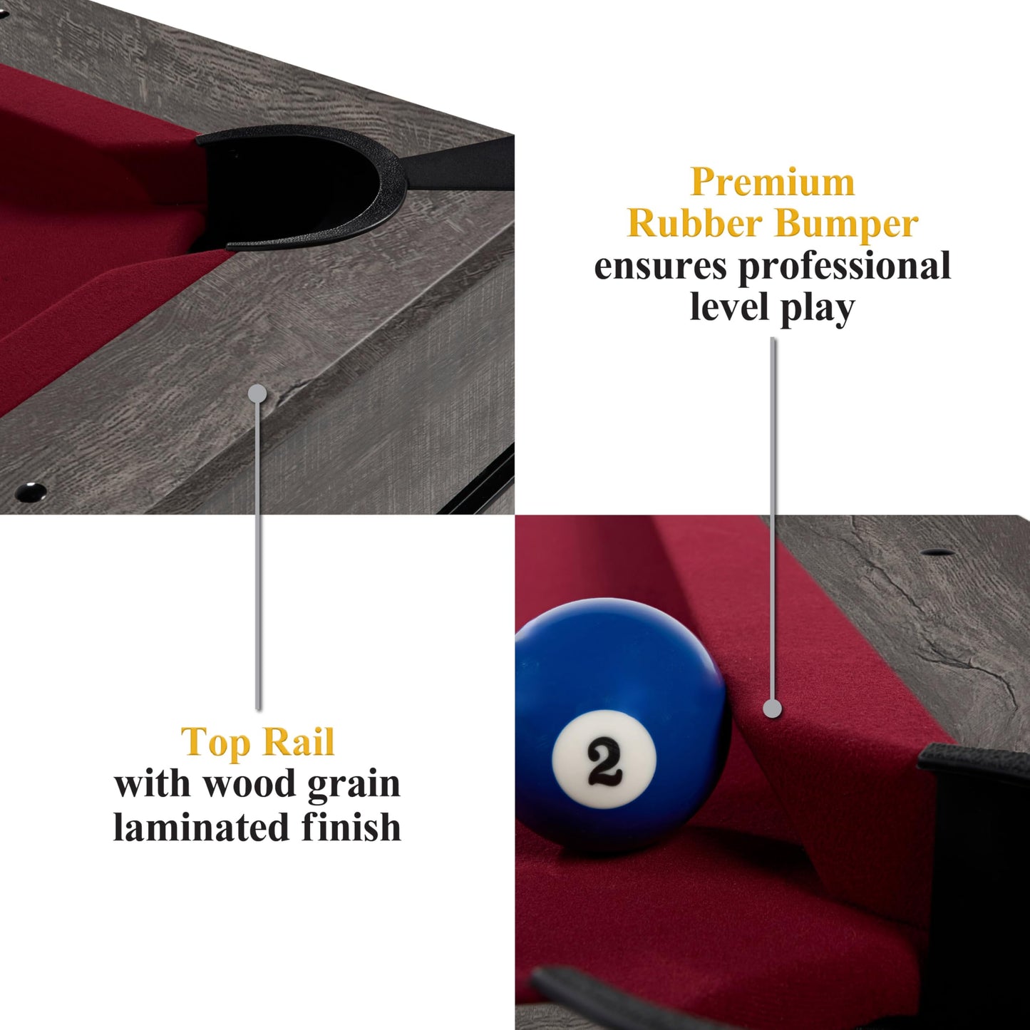 Barrington Billiards Prescott 7' Pool Table, 3-in-1 Dining Top & Table Tennis with Game Accessories & Rolling Storage Caddy