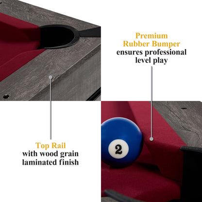 Barrington Billiards Prescott 7' Pool Table, 3-in-1 Dining Top & Table Tennis with Game Accessories & Rolling Storage Caddy
