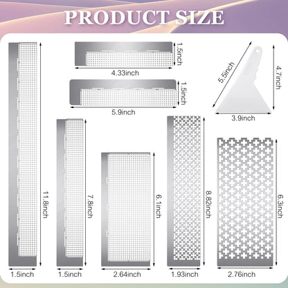 Kosiz 14 Pcs Stainless Steel Diamond Painting Ruler Diamond Mesh Rulers 5d Drawing 216 400 520 599 699 800 1020 Blank Grid Mini Gem Art Kit Adjustment Fix Tool for DIY Art Painting Kits