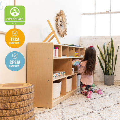 ECR4Kids 5+5 Cubby and Storage Mobile Cabinet with 5 Scoop Front Bins, Kids Furniture, Clear