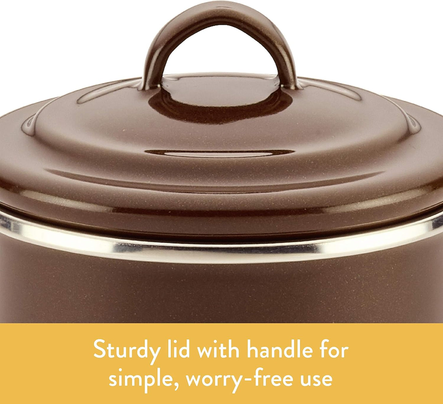 Ayesha Curry Enamel on Steel Bacon Grease Can, 4 Inch, Brown Container