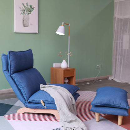 Dark Blue Lazy Floor Lounger with Ottoman, Adjustable Floor Chair Bean Bag Style Tatami Sofa with Thick Cushions and Back Support, Comfy Lounge Seating for Adults, Gaming & Bedroom Relaxation