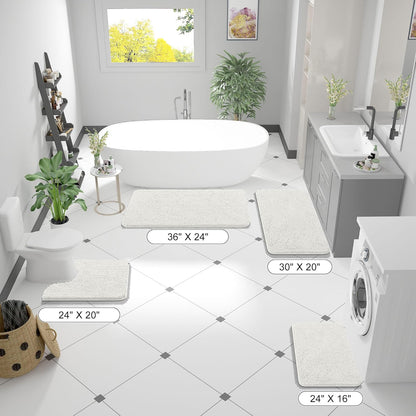 OLANLY Large Bathroom Rugs - Extra Soft Chenille Bath Mats | Quick Dry, Machine Washable, Ivory 59x35