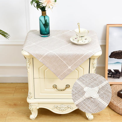 24 24 inch NEWISHER Farmhouse Embroidered Plaid Tablecloth Lattice Fabric Bedside Table Cloth Rustic Checkered Brown