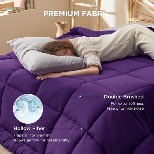 Bedsure Comforter Duvet Insert - All-Season Quilted Down Alternative Bedding, Full Size, Purple 86 x 82 Inches
