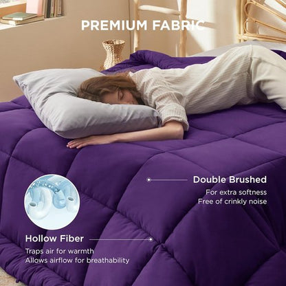 Bedsure Comforter Duvet Insert - All-Season Quilted Down Alternative Bedding, Full Size, Purple 86 x 82 Inches