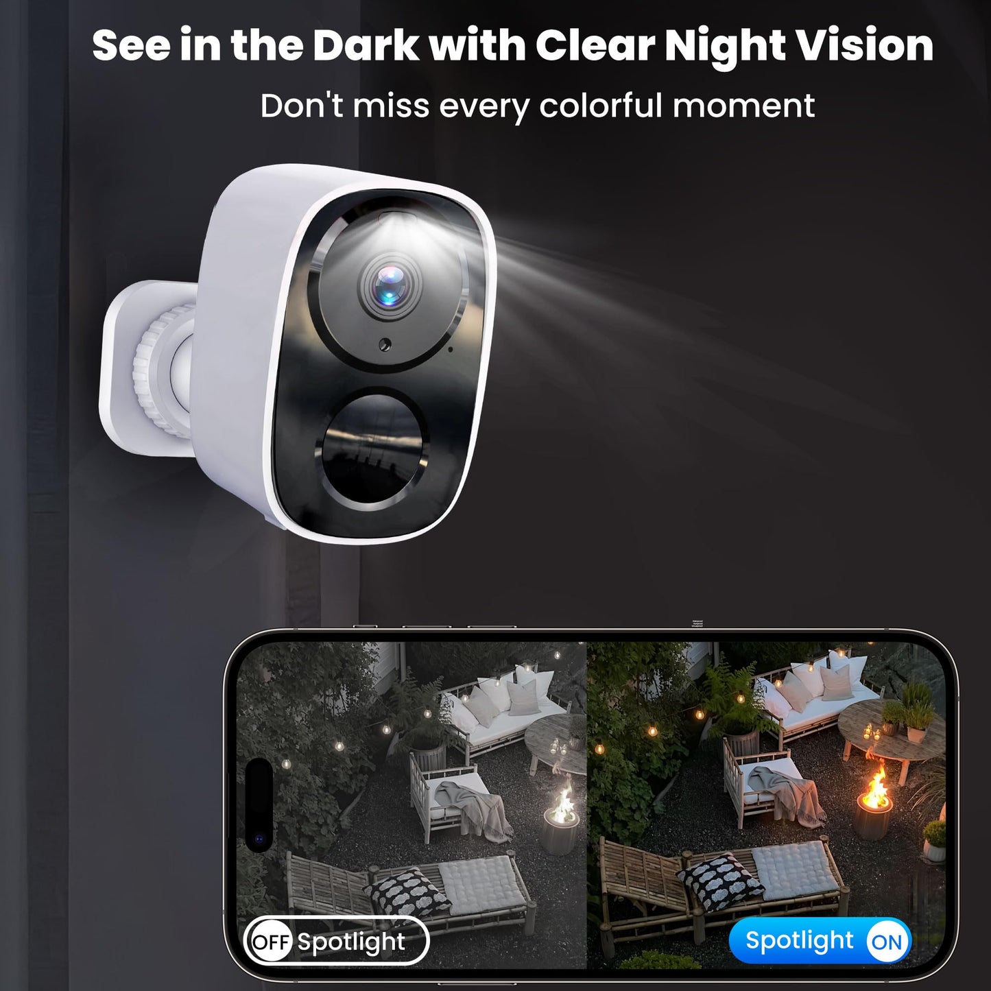 2025 Upgraded 2K Security Cameras Wireless Outdoor, Free Cloud Storage & Local SD Card Support, 1-6 Months Battery Life, Waterproof, 2-Way Talk, AI Motion Detection Spotlight Siren Alarm Camera