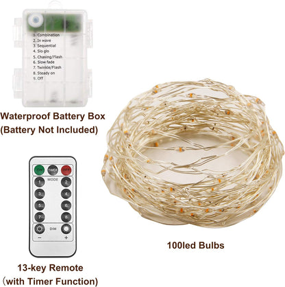 Twinkle Star 2 Pack Orange Halloween Fairy Lights, 66 ft 200 LED String Lights with Remote Control Timer