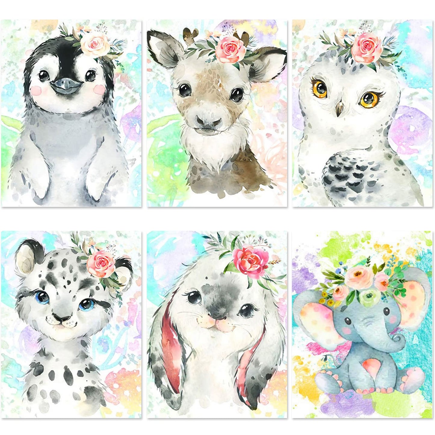 Containlol 6 Pcs Diamond Art Kits for Kids Cute Animals DIY Diamonds Art for Adults Beginners 5d Full Round Drill Diamond Painting Kit for Gift Home Wall Decor 14 X10 Inch