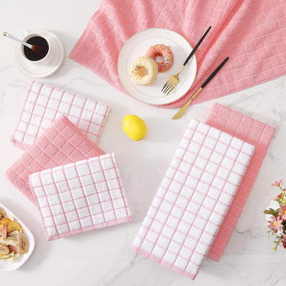 16"x 28", 390 6 Pack Homaxy Premium Cotton Kitchen Towels Large Natural Ring Spun GSM Dish Towels, Super Absorbent