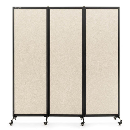 Upgrade Version Room Partition and Divider, Freestanding Rolling Dividers with Wheels,Office Privacy Screen Divider Wall,Classroom Felt Dividers,6'L* 6'7"H,3 Panel,Beige